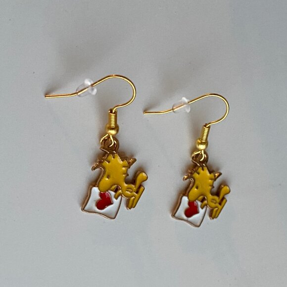 Handmade Woodstock Earrings STAINLESS STEEL Peanuts Snoopy - Picture 11 of 12